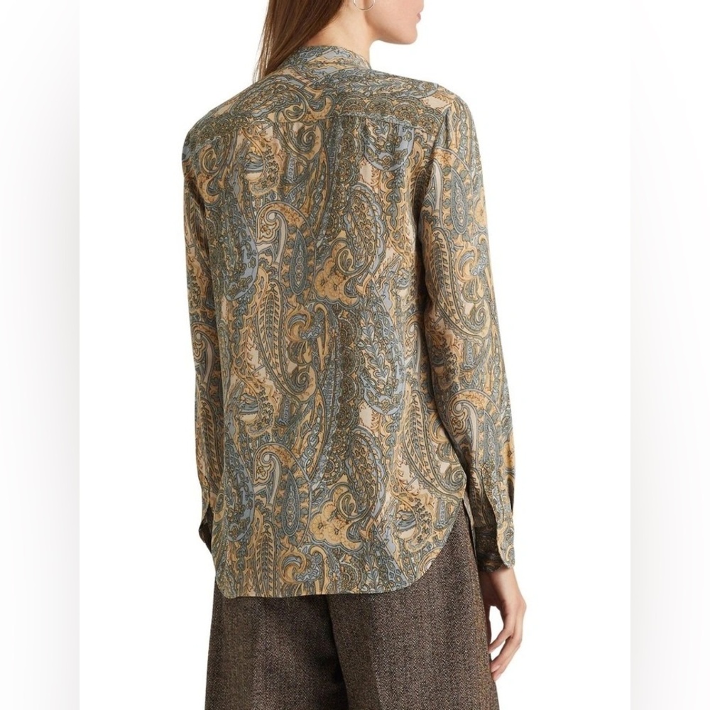 Lauren Ralph Paisley Ruffled Georgette Blouse in Multi - Picture 3 of 7